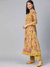 Women Yellow Ethnic Motifs Printed Regular Pure Cotton Kurta With Trousers